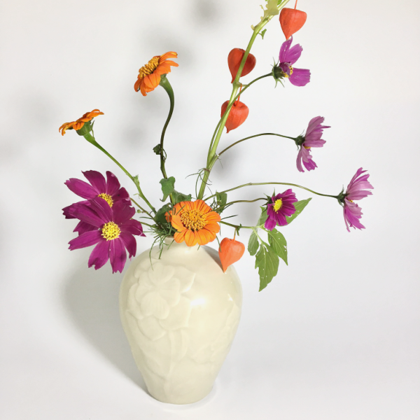 Dogwood blossom vase with clair de lune glaze